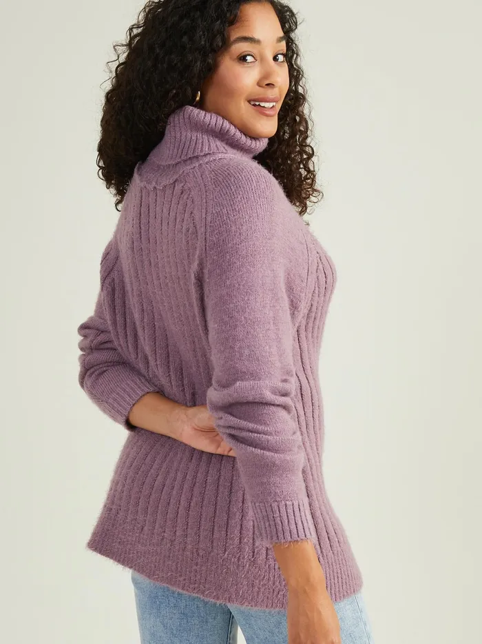 Women Altar039d State Sweaters Tara Turtleneck Tunic Sweater Elderberry