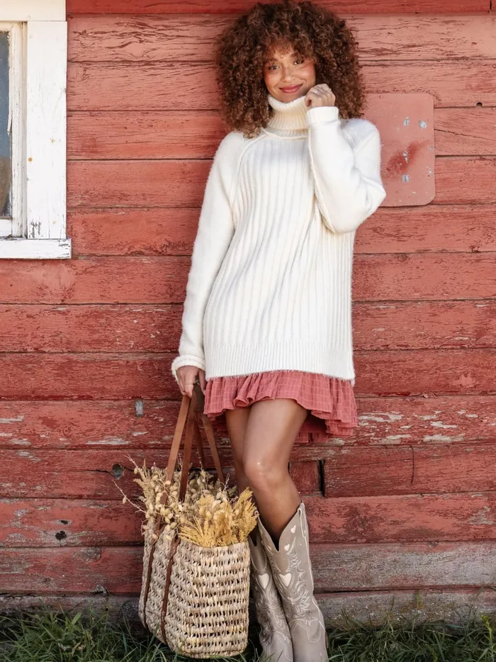 Women Altar039d State Sweaters Tara Turtleneck Tunic Sweater Jetstream