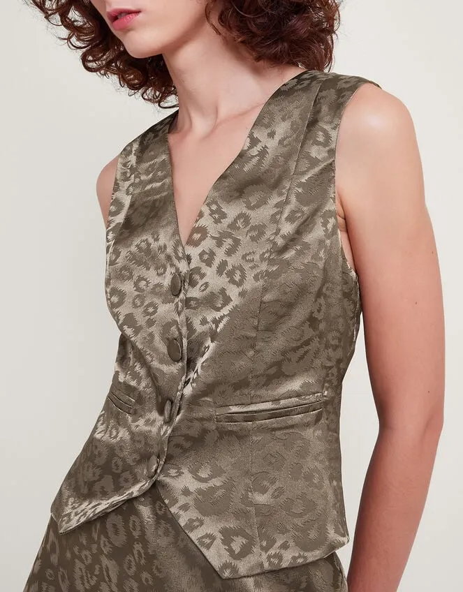 Women Amelia Print Satin Waistcoat Brown Monsoon Tops and Blouses