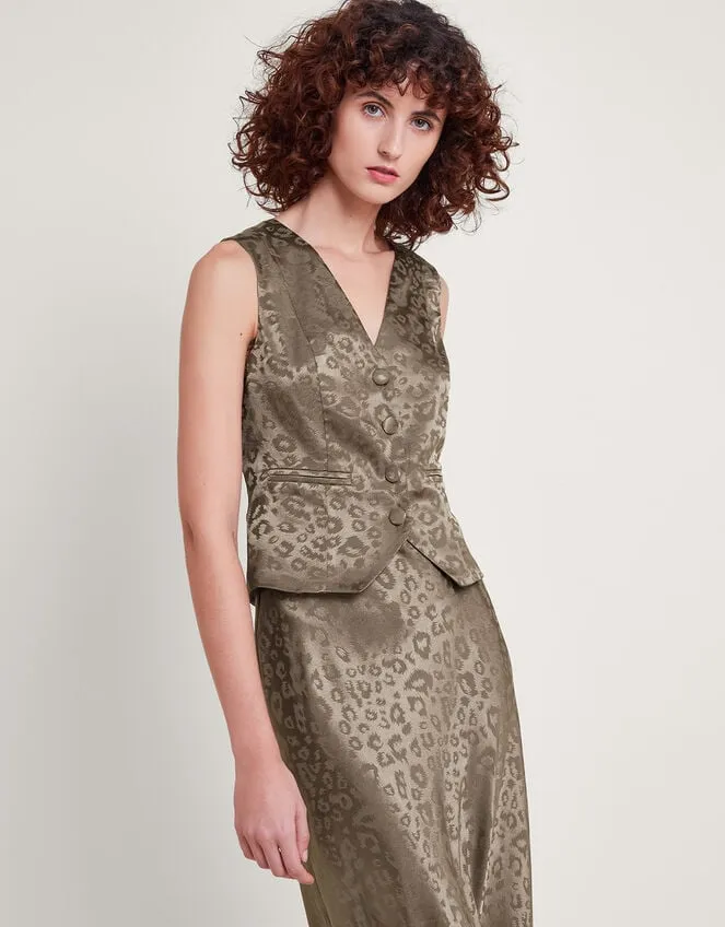 Women Amelia Print Satin Waistcoat Brown Monsoon Tops and Blouses