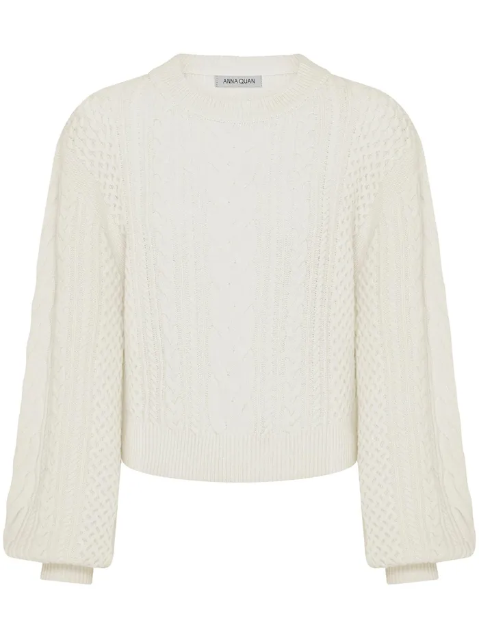 Women Anna Quan 8211 Lorena Cable Jumper In White Silence The UNDONE Knitwear
