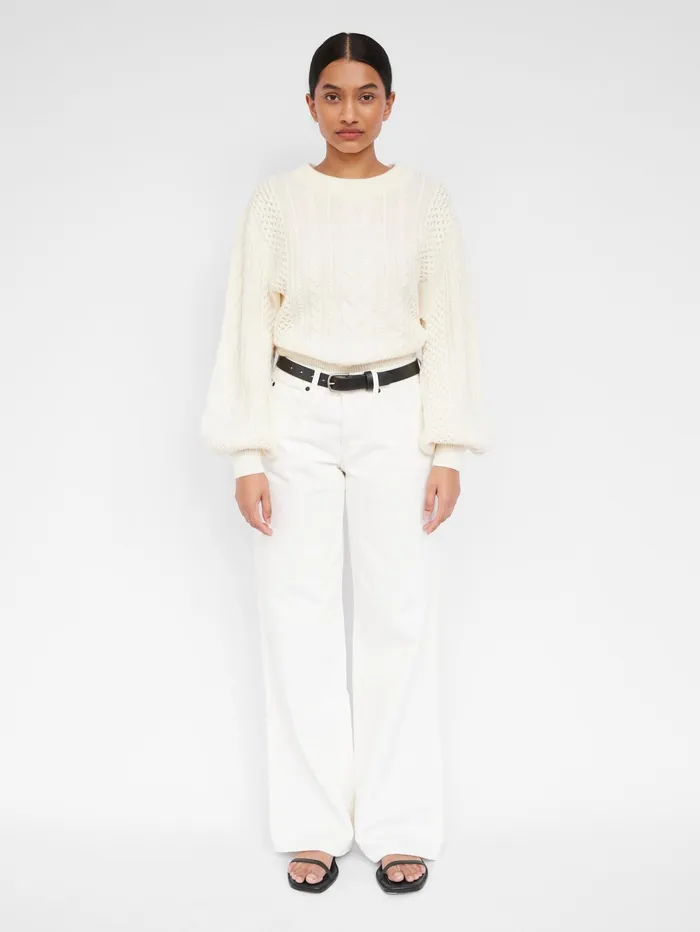 Women Anna Quan 8211 Lorena Cable Jumper In White Silence The UNDONE Knitwear