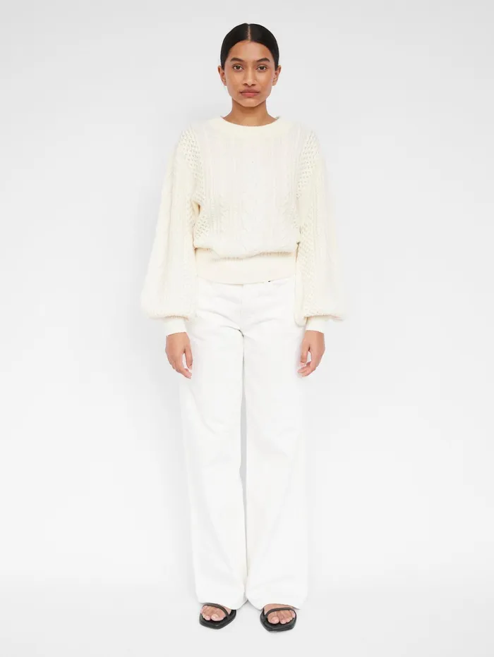 Women Anna Quan 8211 Lorena Cable Jumper In White Silence The UNDONE Knitwear