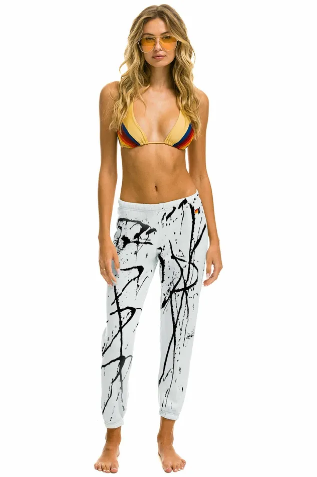 Women ARTIST COLLECTION SWEATPANTS 8211 WHITE BLACK Aviator Nation Sweatpants