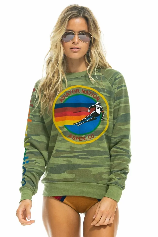 Women AVIATOR NATION ASPEN CREW SWEATSHIRT 8211 CAMO Aviator Nation UnisexCrewSweatshirt