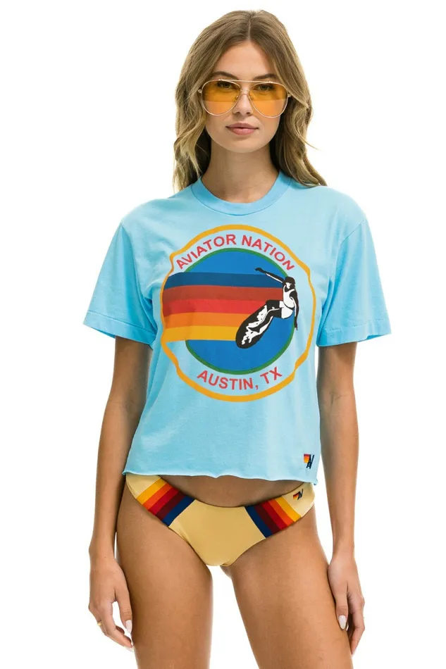 Women AVIATOR NATION AUSTIN BOYFRIEND TEE 8211 SKY Aviator Nation UnisexTees