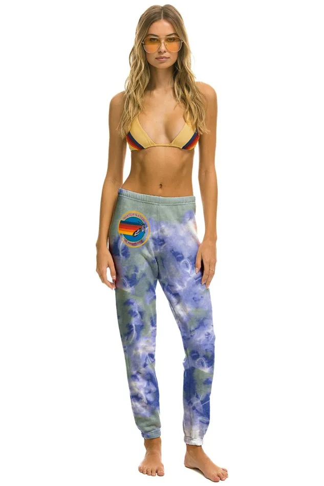 Women AVIATOR NATION HAMPTONS SWEATPANTS 8211 TIE DYE CLOUD PURPLE Aviator Nation Sweatpants