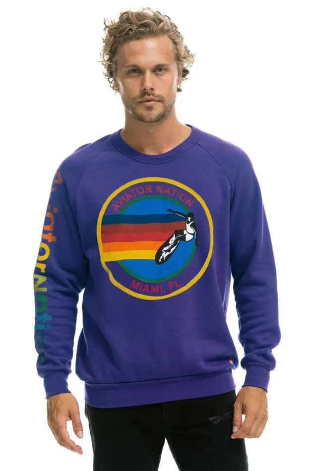 Women AVIATOR NATION MIAMI CREW SWEATSHIRT 8211 PURPLE Aviator Nation UnisexCrewSweatshirt Women AVIATOR NATION MIAMI CREW SWEATSHIRT 8211 PURPLE Aviator Nation UnisexCrewSweatshirt