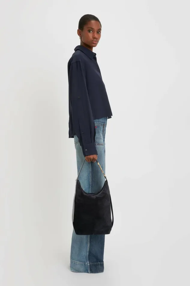 Women Bags Victoria Beckham Large Belt Bag In Dark Navy Suede
