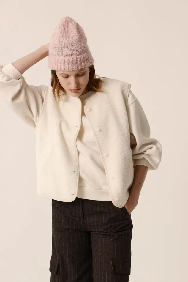 Women Beanie Hat Ayden Brume Poudre Bonnet Mohair Rose Clair Des Petits Hauts Scarves and Beanies