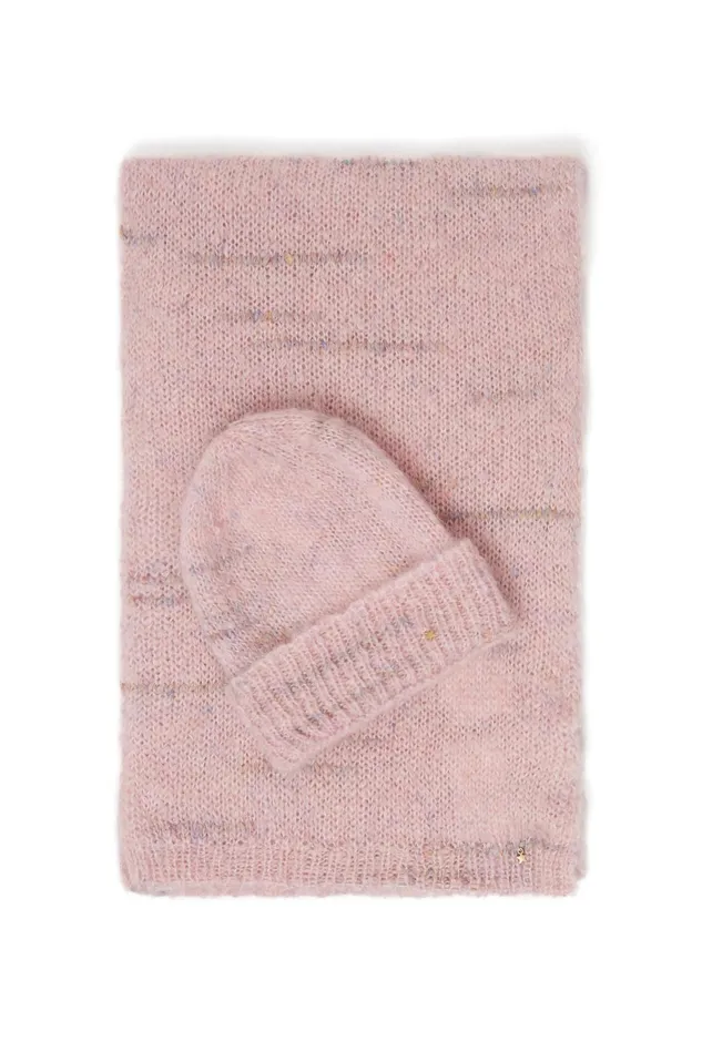 Women Beanie Hat Ayden Brume Poudre Bonnet Mohair Rose Clair Des Petits Hauts Scarves and Beanies