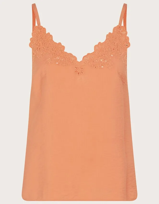 Women Beatrice Cutwork Cami Top Orange Monsoon Tops and Blouses