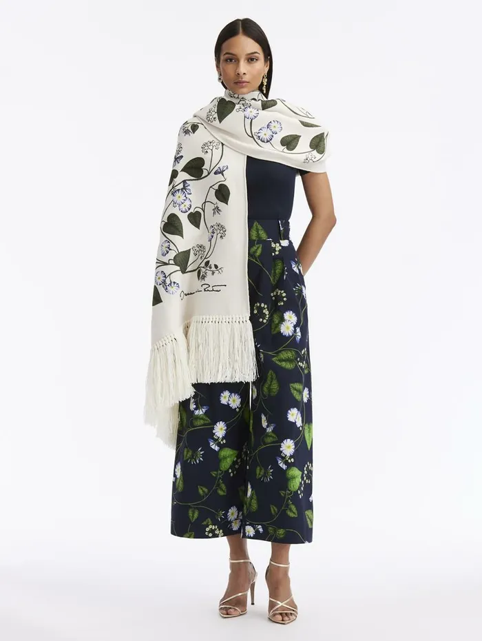 Women Belts and Scarves Oscar De La Renta Morning Glory Scarf Whitenavy Women Belts and Scarves Oscar De La Renta Morning Glory Scarf Whitenavy