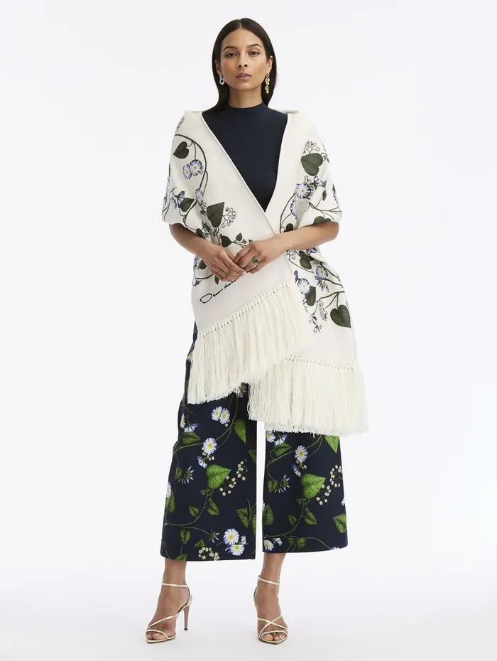 Women Belts and Scarves Oscar De La Renta Morning Glory Scarf Whitenavy Women Belts and Scarves Oscar De La Renta Morning Glory Scarf Whitenavy