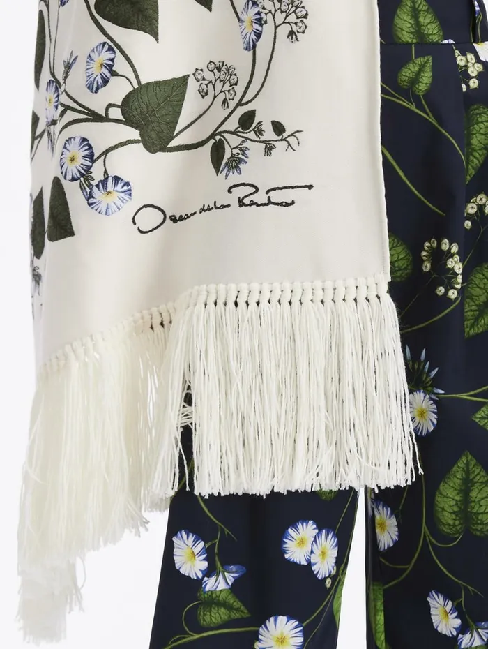Women Belts and Scarves Oscar De La Renta Morning Glory Scarf Whitenavy Women Belts and Scarves Oscar De La Renta Morning Glory Scarf Whitenavy