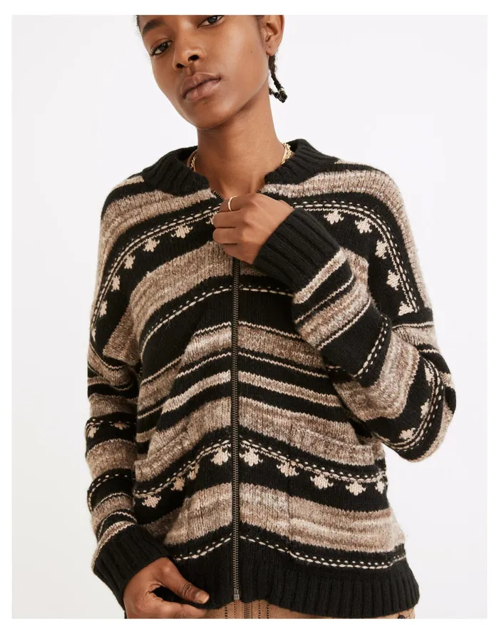 Women Benshire Bomber Sweater Jacket True Black Madewell Jackets Women Benshire Bomber Sweater Jacket True Black Madewell Jackets