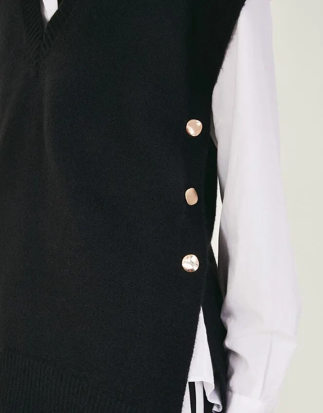 Women Billie Button Side Tabard Black Monsoon Knitwear