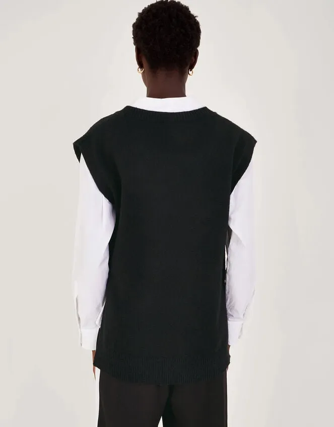 Women Billie Button Side Tabard Black Monsoon Knitwear