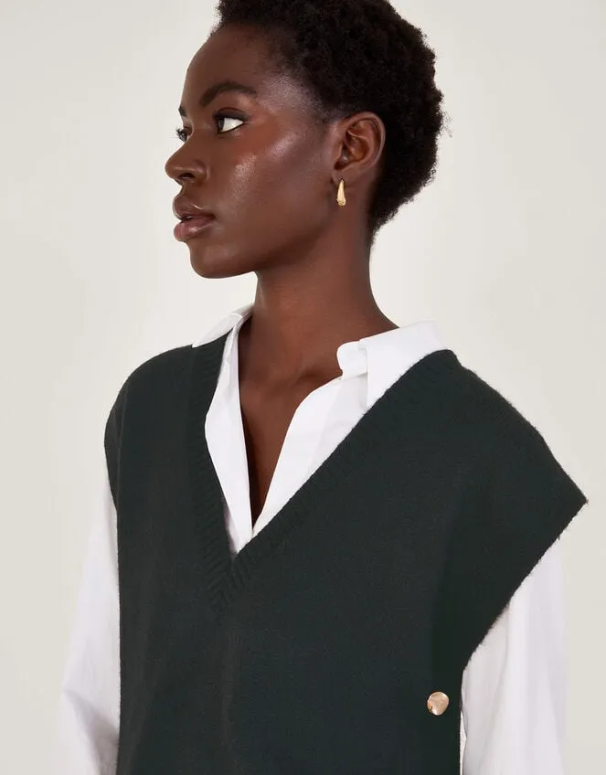 Women Billie Button Side Tabard Black Monsoon Knitwear