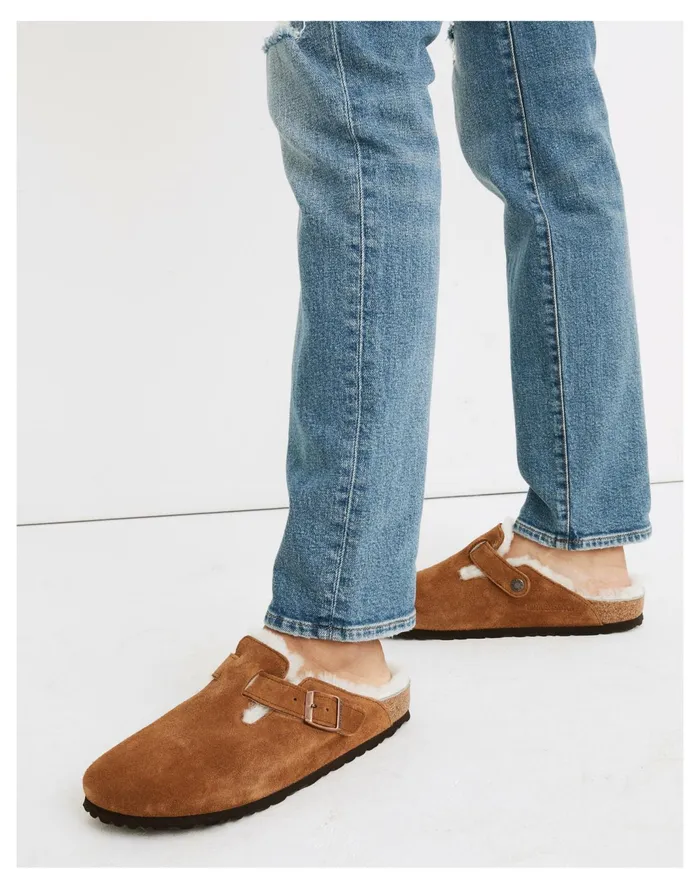 Women Birkenstock Suede Boston Clogs In Shearling Suede Madewell Flats Women Birkenstock Suede Boston Clogs In Shearling Suede Madewell Flats