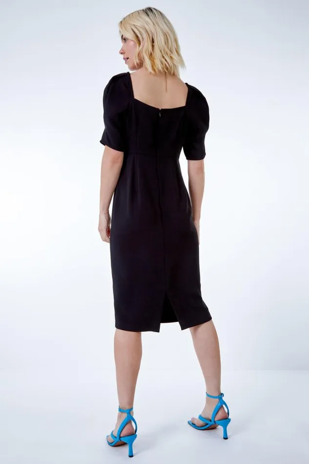 Women Black Sweetheart Neck Fitted Dress Roman Dresses
