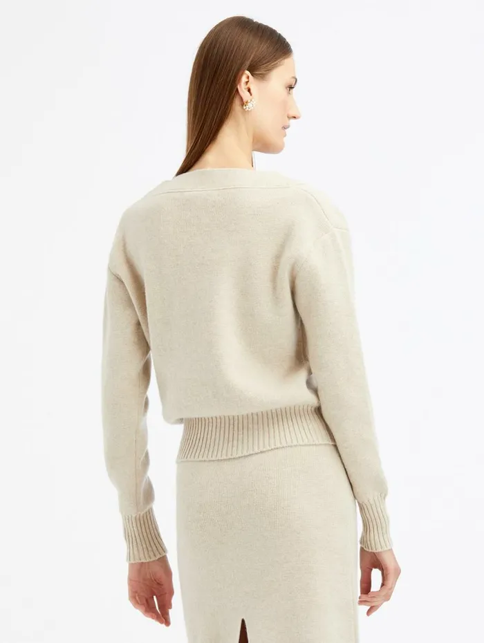 Women Blouses and Knits Oscar De La Renta Cashmere Boxy Cardigan Beige Women Blouses and Knits Oscar De La Renta Cashmere Boxy Cardigan Beige