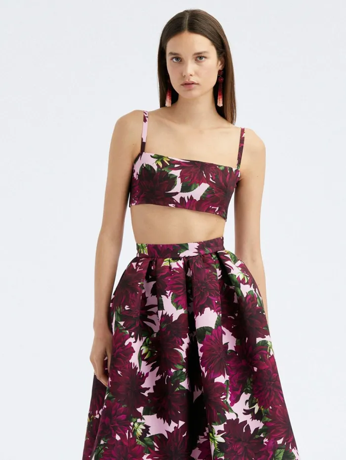 Women Blouses and Knits Oscar De La Renta Dahlia Faille Bralette Burgundypink