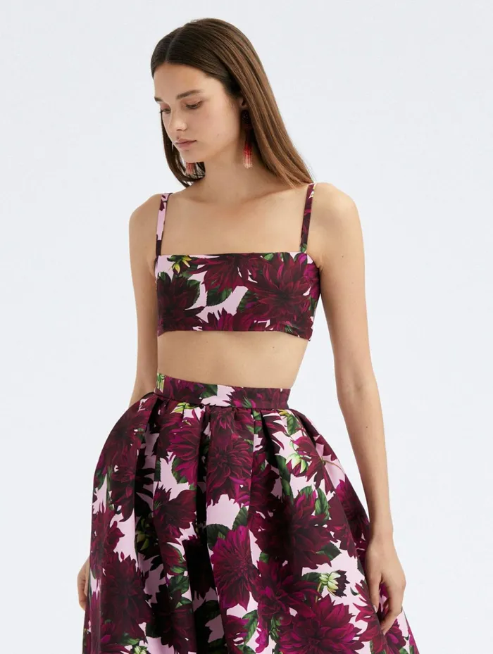 Women Blouses and Knits Oscar De La Renta Dahlia Faille Bralette Burgundypink Women Blouses and Knits Oscar De La Renta Dahlia Faille Bralette Burgundypink