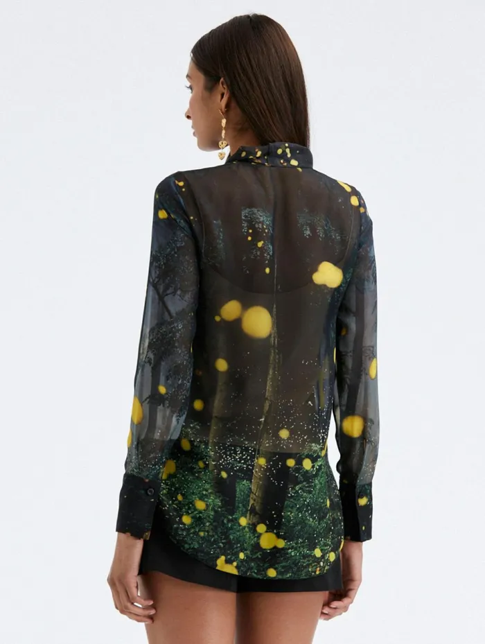 Women Blouses and Knits Oscar De La Renta Firefly TieNeck Chiffon Blouse Midnight Multi Women Blouses and Knits Oscar De La Renta Firefly TieNeck Chiffon Blouse Midnight Multi