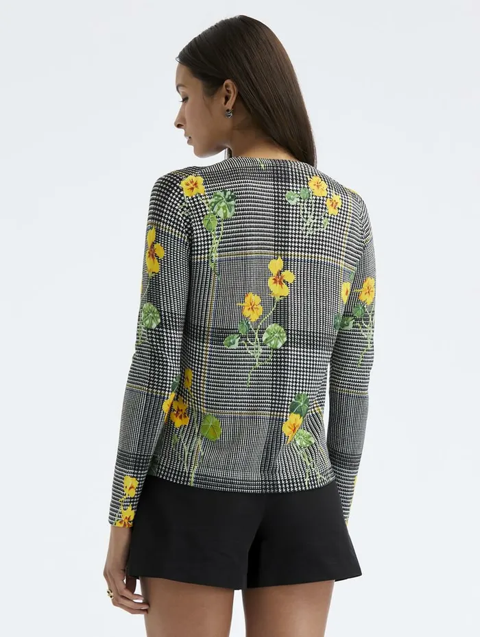 Women Blouses and Knits Oscar De La Renta Nasturtium Plaid Printed Cardigan Ivory Multi Women Blouses and Knits Oscar De La Renta Nasturtium Plaid Printed Cardigan Ivory Multi