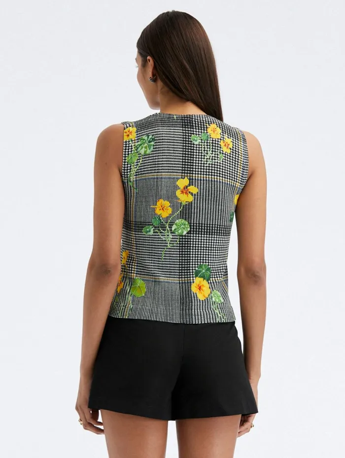 Women Blouses and Knits Oscar De La Renta Nasturtium Plaid Printed Tank Ivory Multi Women Blouses and Knits Oscar De La Renta Nasturtium Plaid Printed Tank Ivory Multi