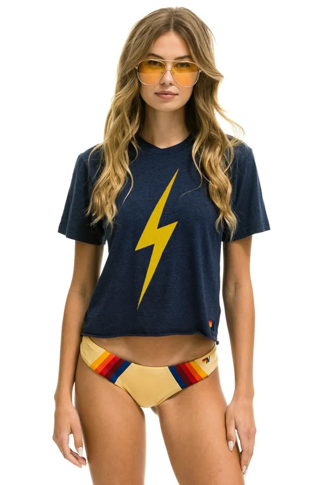 Women BOLT BOYFRIEND TEE 8211 NAVY Aviator Nation UnisexTees