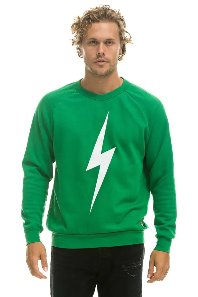 Women BOLT CREW SWEATSHIRT 8211 KELLY GREEN WHITE Aviator Nation UnisexCrewSweatshirt Women BOLT CREW SWEATSHIRT 8211 KELLY GREEN WHITE Aviator Nation UnisexCrewSweatshirt