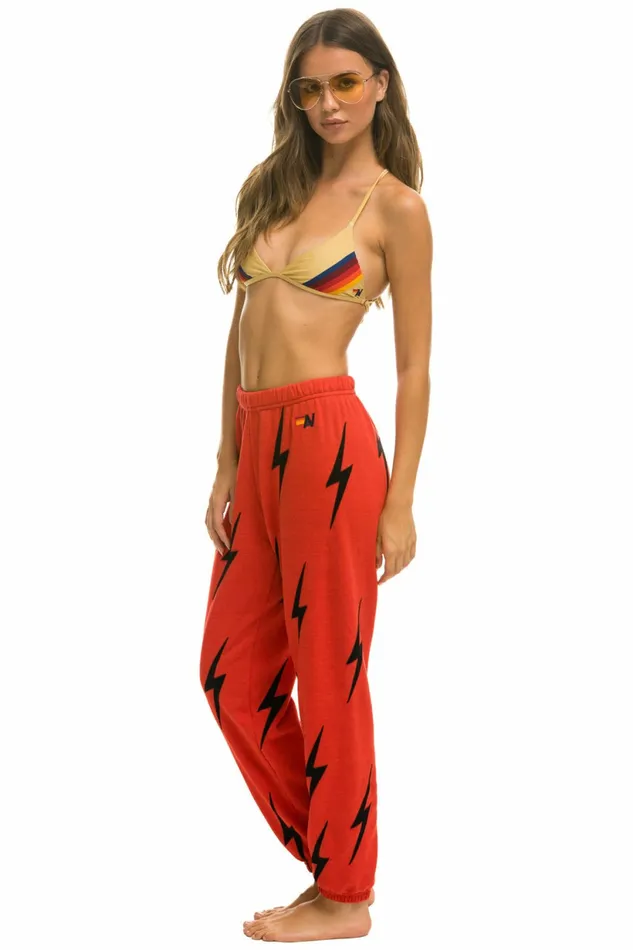 Women BOLT STITCH REPEAT SWEATPANTS 8211 RED BLACK Aviator Nation Sweatpants Women BOLT STITCH REPEAT SWEATPANTS 8211 RED BLACK Aviator Nation Sweatpants