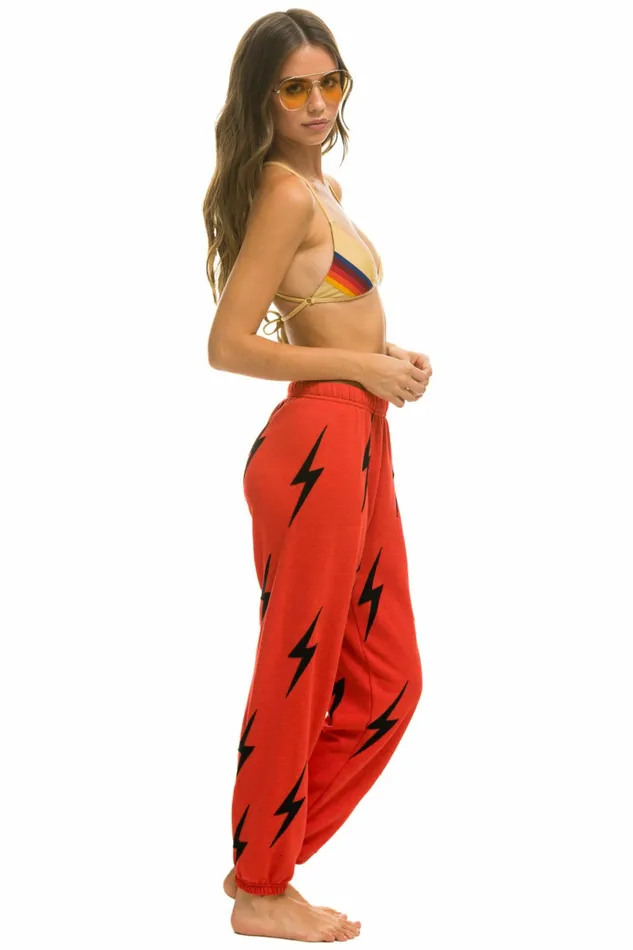 Women BOLT STITCH REPEAT SWEATPANTS 8211 RED BLACK Aviator Nation Sweatpants Women BOLT STITCH REPEAT SWEATPANTS 8211 RED BLACK Aviator Nation Sweatpants