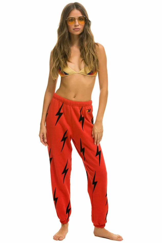 Women BOLT STITCH REPEAT SWEATPANTS 8211 RED BLACK Aviator Nation Sweatpants Women BOLT STITCH REPEAT SWEATPANTS 8211 RED BLACK Aviator Nation Sweatpants