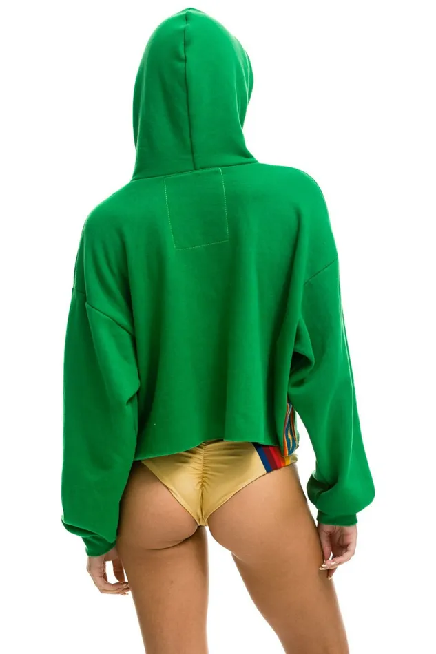 Women BOLT STRIPE RELAXED CROPPED PULLOVER HOODIE 8211 KELLY GREEN Aviator Nation BoltCollection Women BOLT STRIPE RELAXED CROPPED PULLOVER HOODIE 8211 KELLY GREEN Aviator Nation BoltCollection