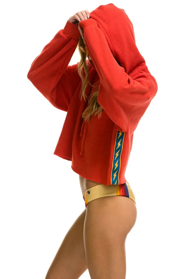 Women BOLT STRIPE RELAXED CROPPED PULLOVER HOODIE 8211 RED Aviator Nation BoltCollection Women BOLT STRIPE RELAXED CROPPED PULLOVER HOODIE 8211 RED Aviator Nation BoltCollection
