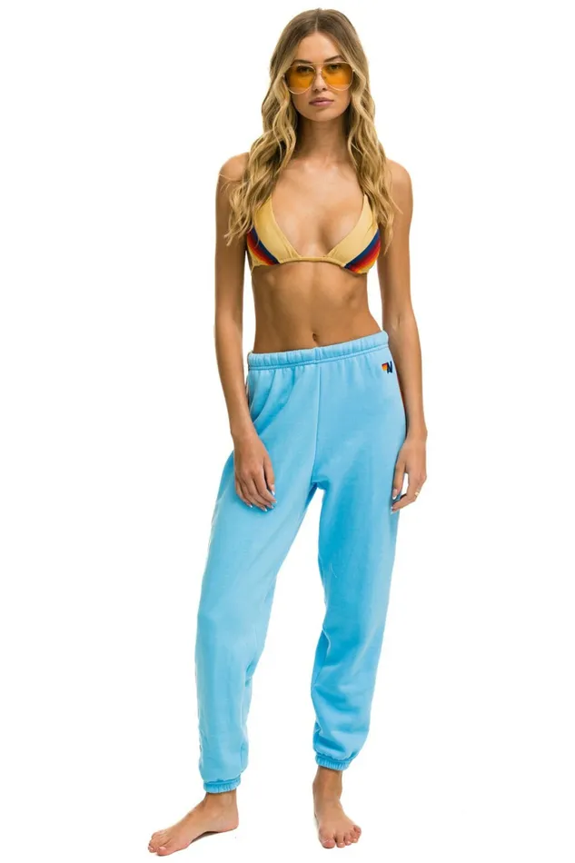 Women BOLT STRIPE SWEATPANTS 8211 SKY Aviator Nation Sweatpants Women BOLT STRIPE SWEATPANTS 8211 SKY Aviator Nation Sweatpants