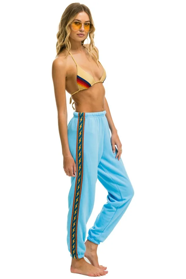 Women BOLT STRIPE SWEATPANTS 8211 SKY Aviator Nation Sweatpants Women BOLT STRIPE SWEATPANTS 8211 SKY Aviator Nation Sweatpants