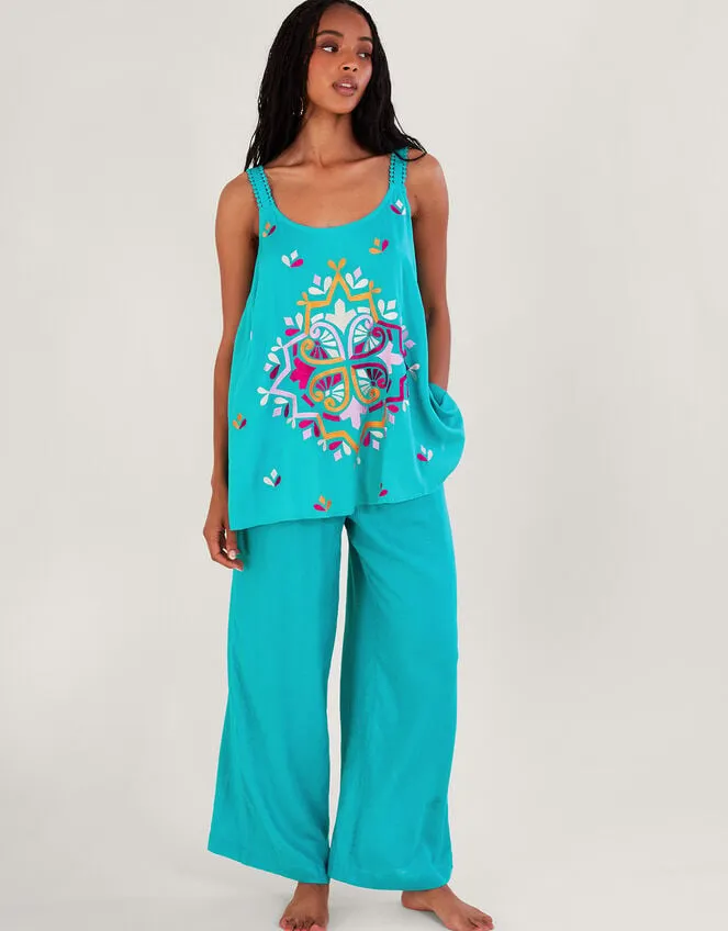 Women Bonita Embroidered Cami Blue Monsoon Tops and Blouses