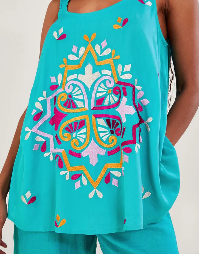 Women Bonita Embroidered Cami Blue Monsoon Tops and Blouses