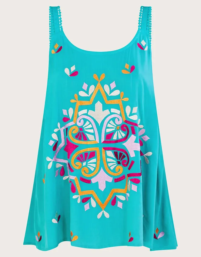 Women Bonita Embroidered Cami Blue Monsoon Tops and Blouses