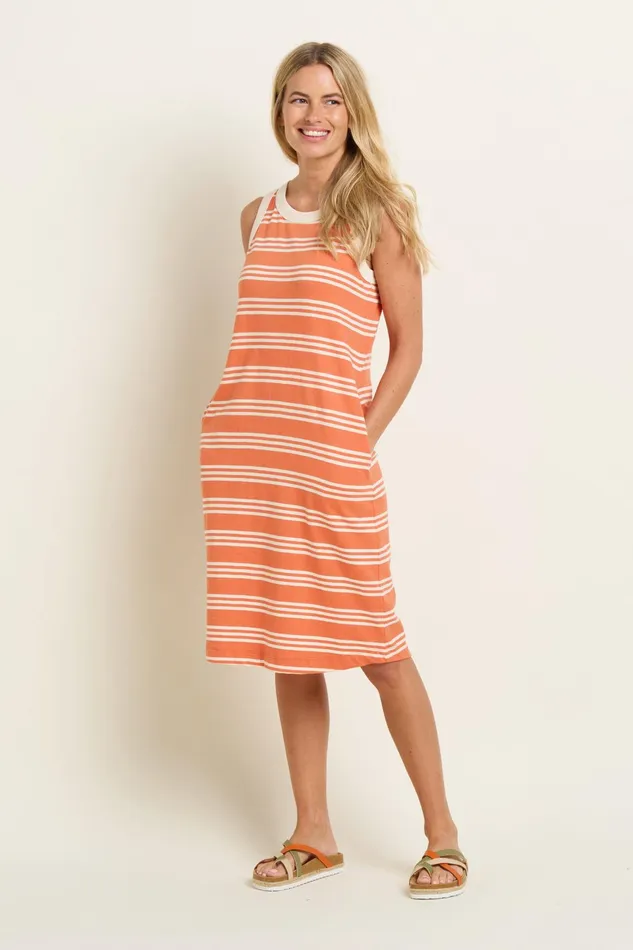 Women Brakeburn Dresses Coral Blue Ava Stripe Sleeveless Dress