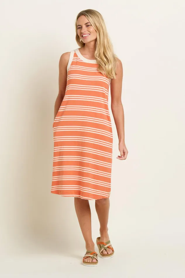 Women Brakeburn Dresses Coral Blue Ava Stripe Sleeveless Dress