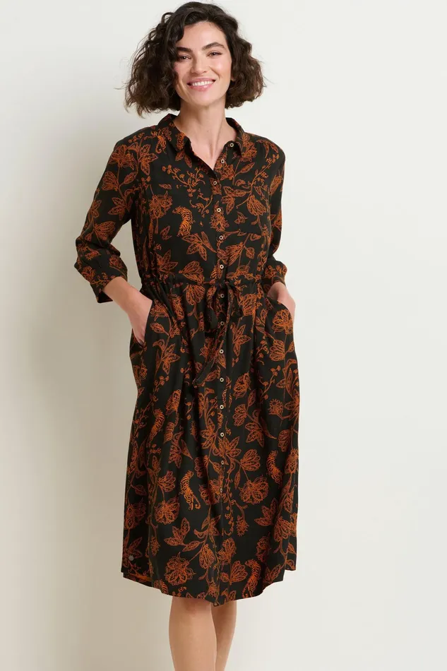 Women Brakeburn Dresses Printed Henna Trail Midi Shirt Dress