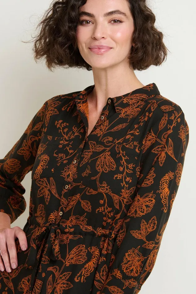 Women Brakeburn Dresses Printed Henna Trail Midi Shirt Dress