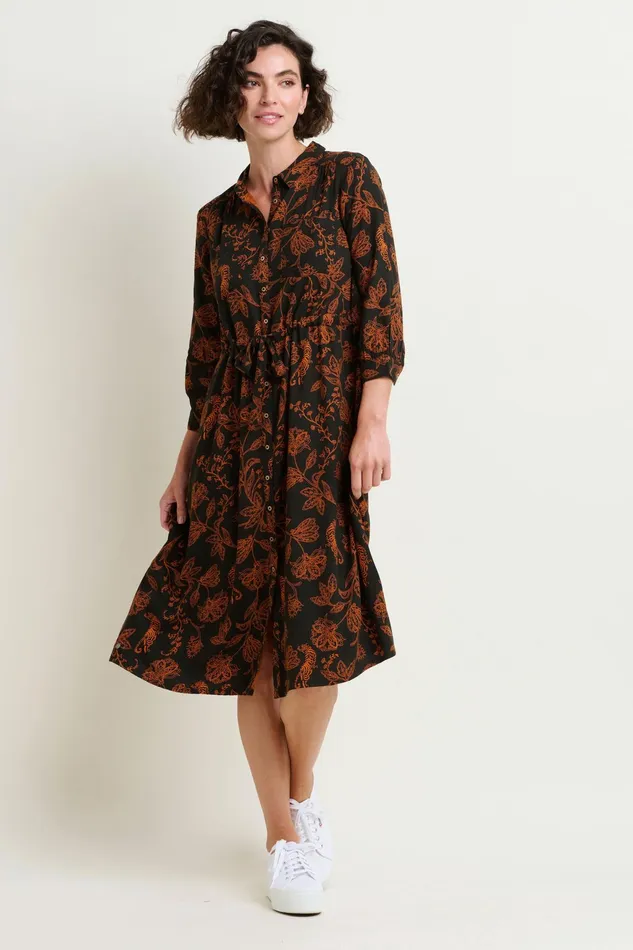 Women Brakeburn Dresses Printed Henna Trail Midi Shirt Dress