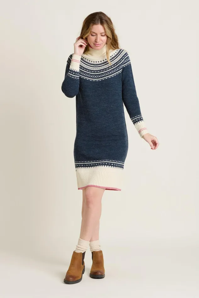 Women Brakeburn Knitwear Navy Retro Ski Knitted Dress