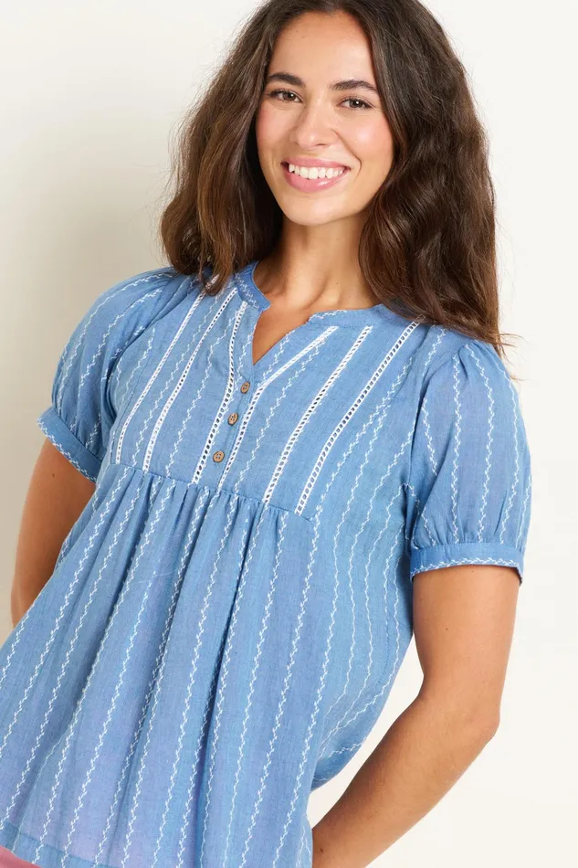 Women Brakeburn Shirts Blue Sadie Blouse